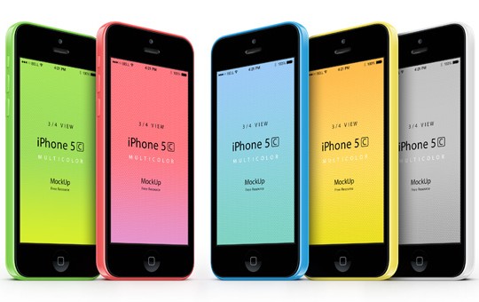 001-iphone-5C-mobile-celular-multicolors-three-quarters-view-3d-mock-up-psd